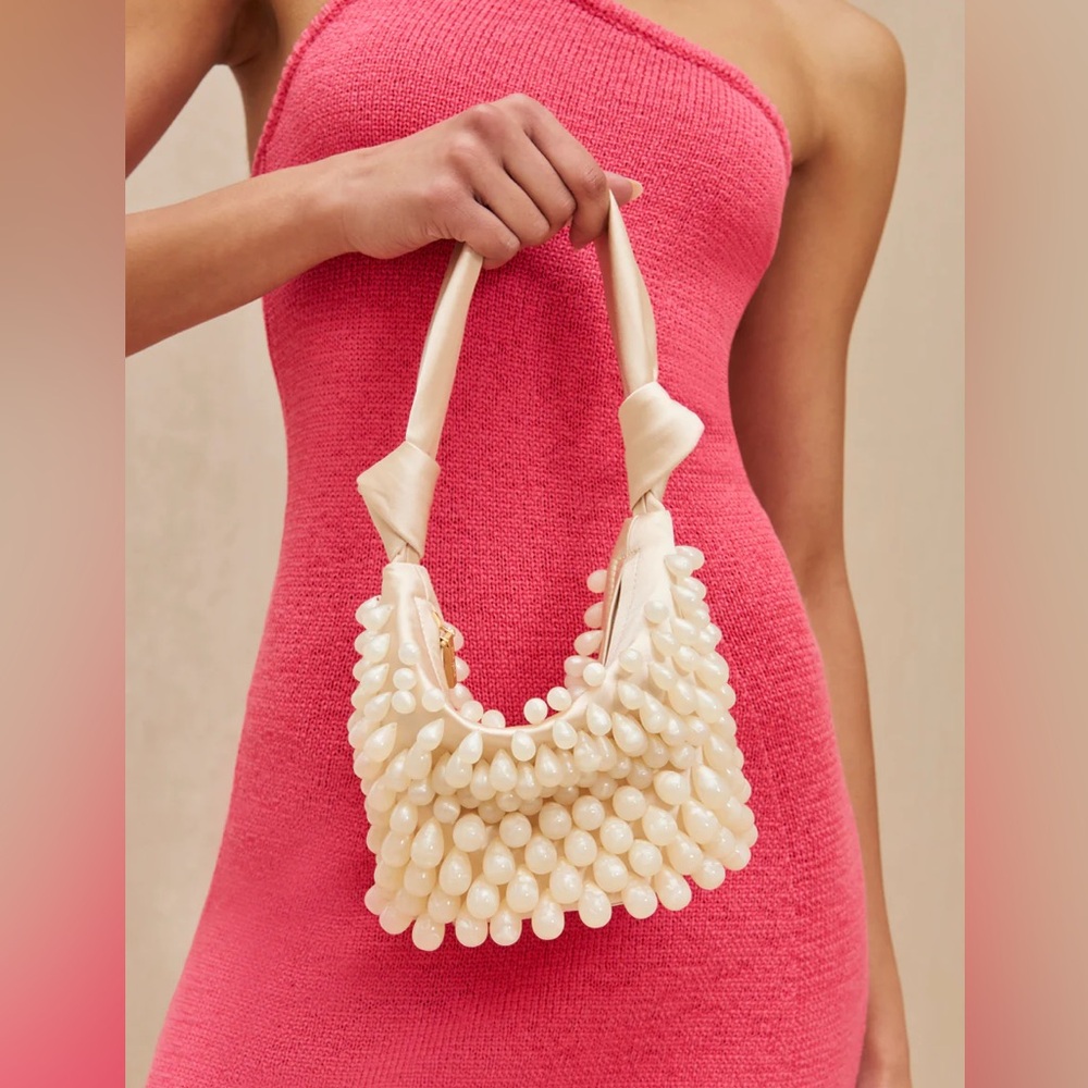 🌺🎉HP🌺 NWT Cult Gaia Gia Satin Shoulder Bag Ivory - Picture 2 of 16